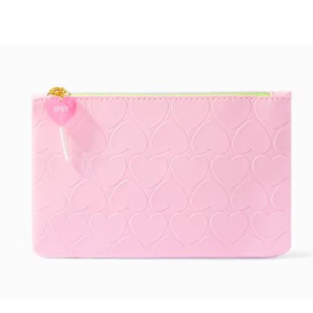 Pink Makeup Bag - Candy-Heart Pattern